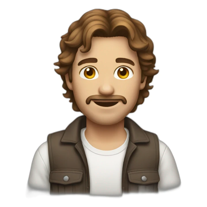 Man brown hair overall clothes sticker