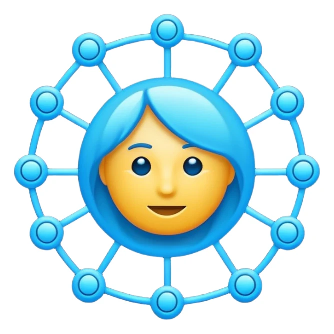 network of dots and lines with a central user icon, CRM tool, emoji style sticker