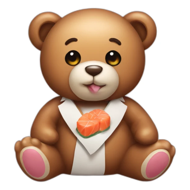 Teddy bear with a kiss on the Cheek and sushi  sticker