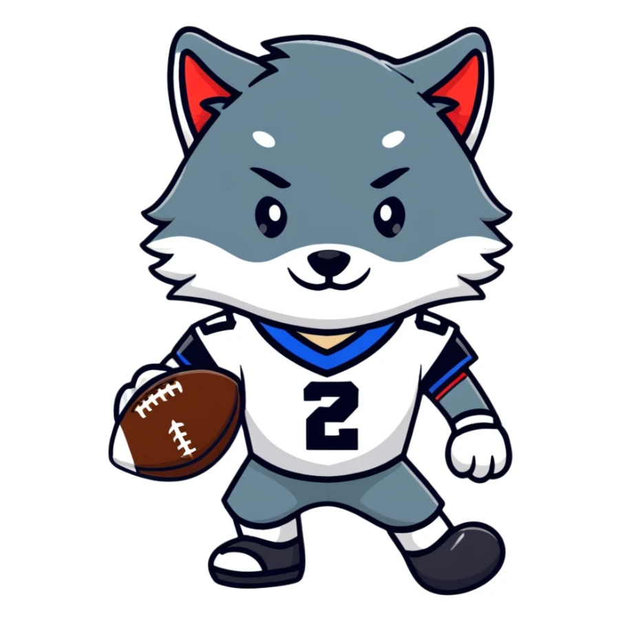 wolf wearing football jersey and helmet sticker