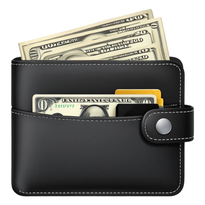 A wallet with money and financial bills, representing financial contribution sticker