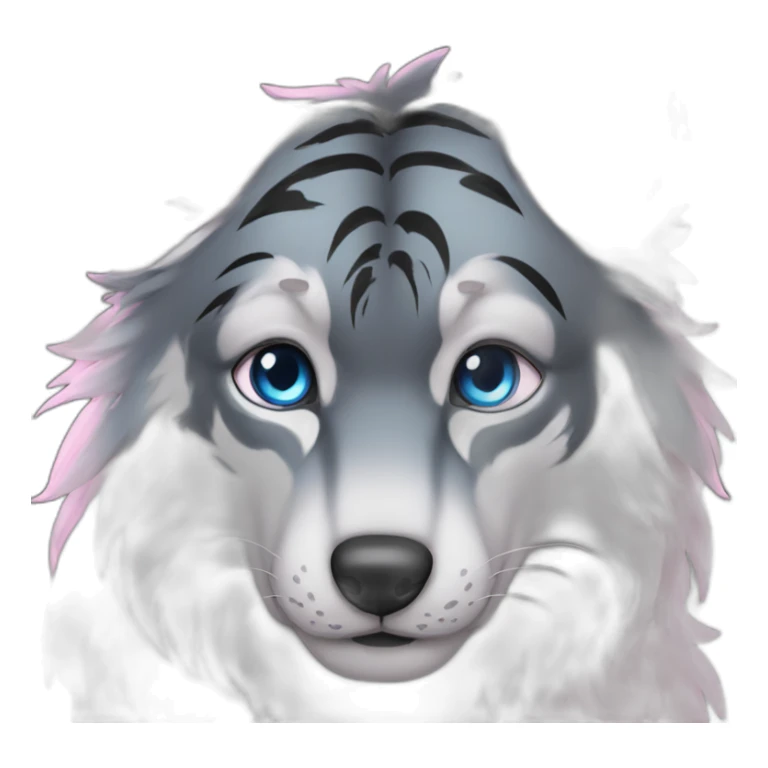Black wolf  blue eyes kiss gray tiger pink eyes sticker