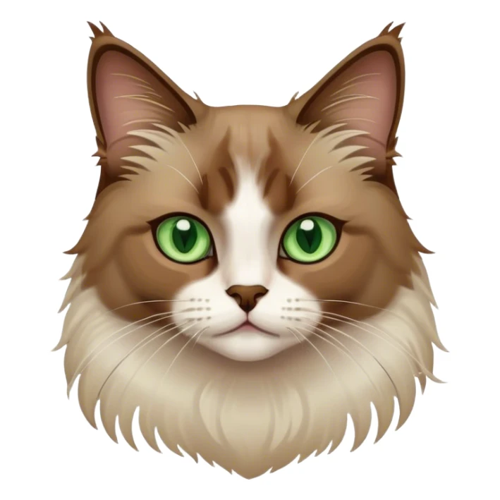 Brown ragdoll cat with a white chest and green eyes sticker
