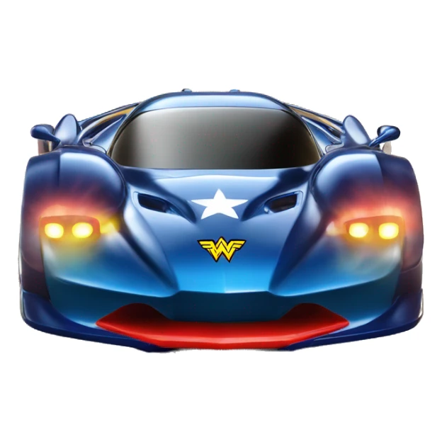 Side view Wonder Woman’s Hypercar hot wheels rc car with large bright headlights at night sticker