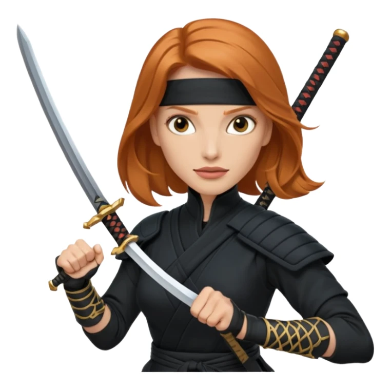 Jessica Chastain, in a ninja position with swords sticker