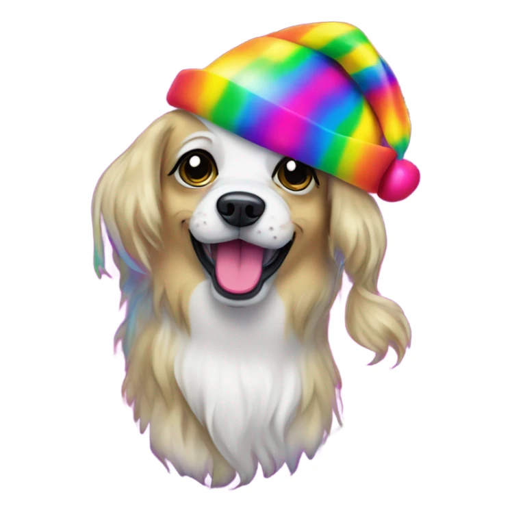 Lisa frank Christmas rainbow dog with Santa hat sticker