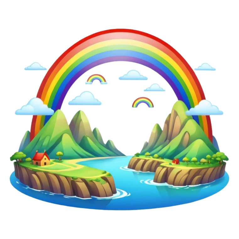 Rainbow Bridge – Arched rainbow connecting flying islands. sticker