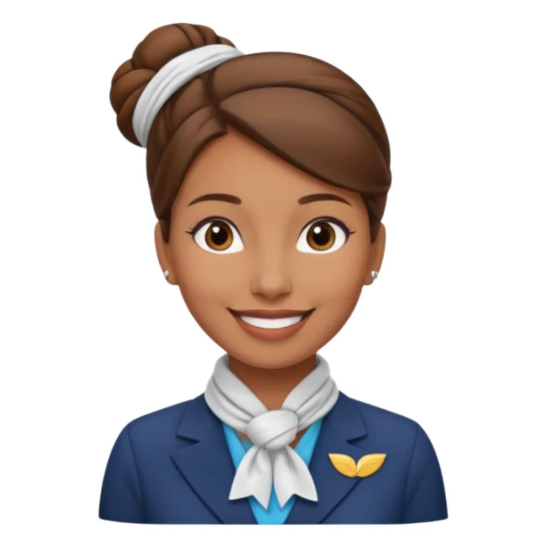  flight attendant, Light Brown skin, brown hair in a bun, neck scarf sticker