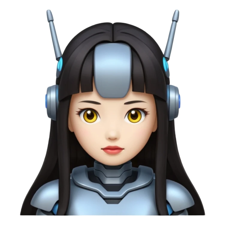 chinese babe ai robot long dark hair emoji warrior sticker