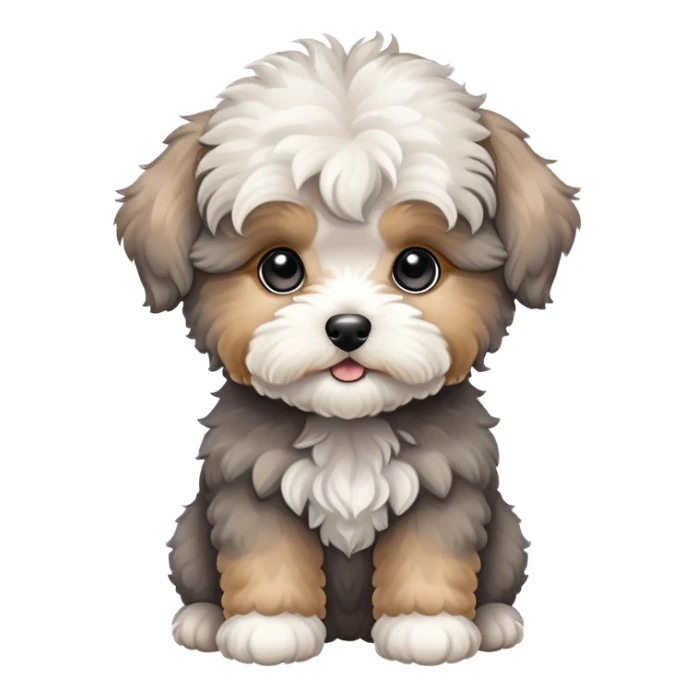 Grey  cute maltipoo puppy sticker