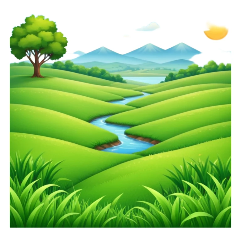 sunny landscape with green grass and blue sky sticker