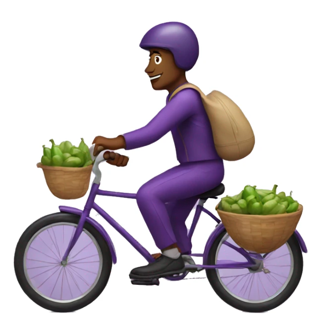 Man riding bicycle made of eggplants sticker