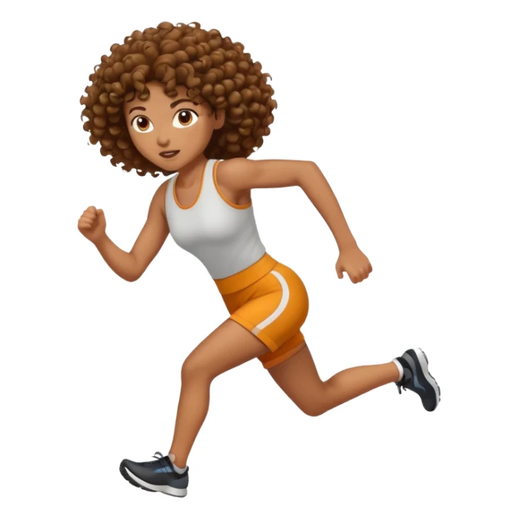 Treino de corrida mulher morena de cabelos cacheados sticker