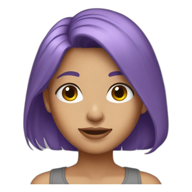 Women purple hair gray tank top sticker