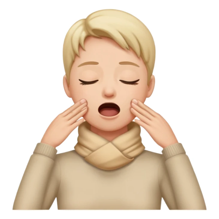 person with hands around neck and mouth open and eyes closed sticker