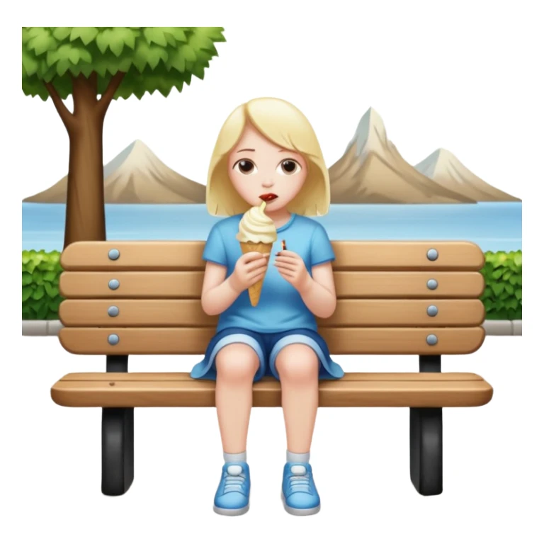 Sadly eating ice cream on a bench sticker