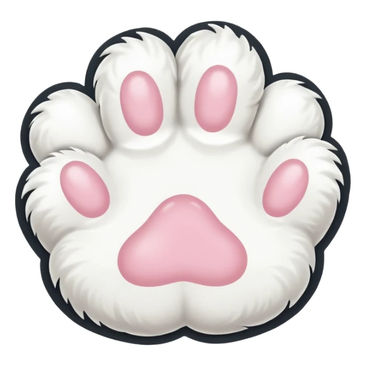 white cat fluffy paw, from the bottom, cute sticker