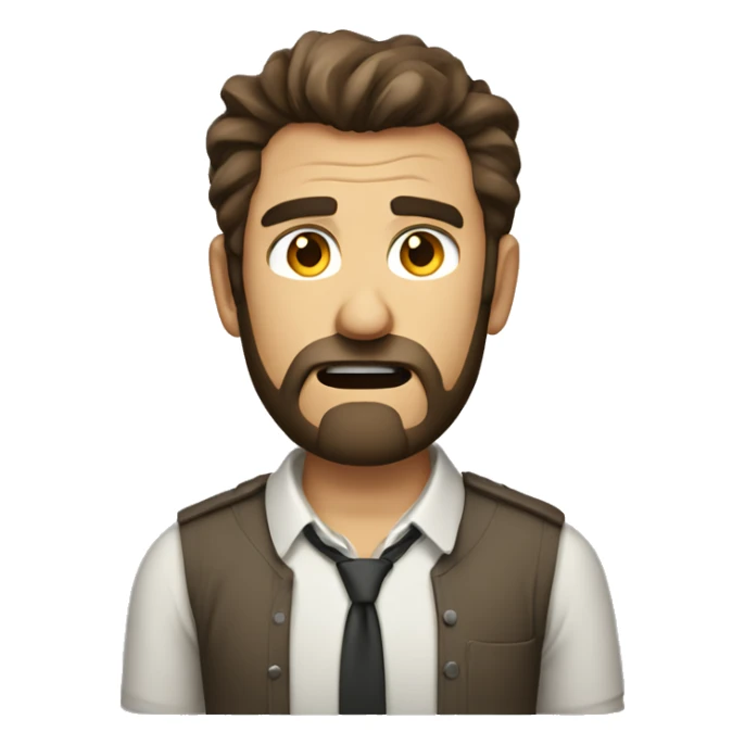 angry man with a beard and short scruffy medium brown hair wearing a buttoned shirt sticker