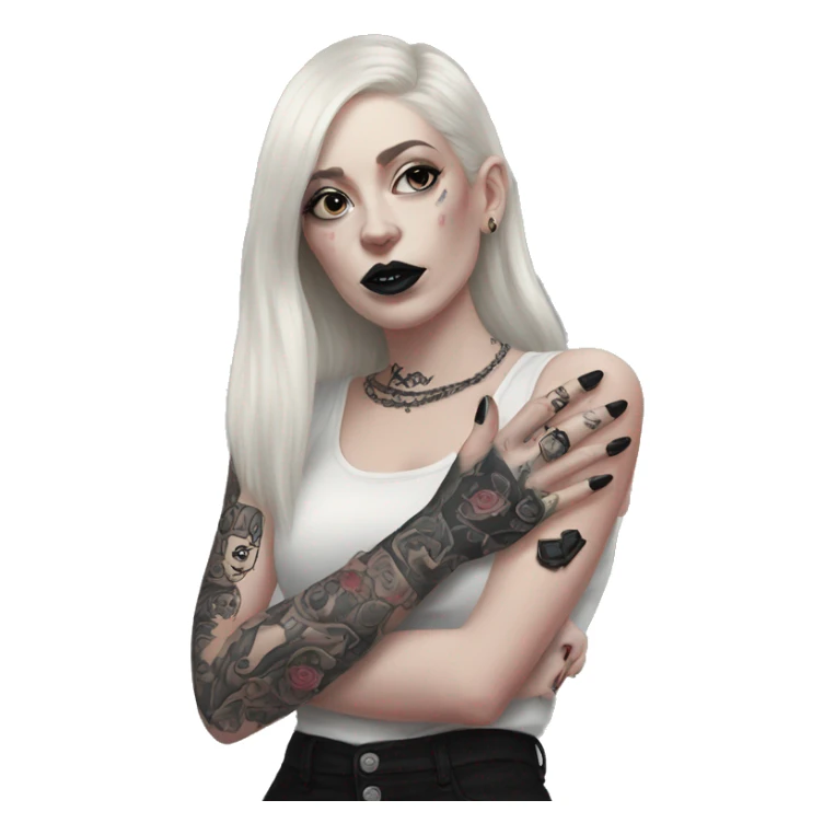 Feminine arm, black fingernails and gothic tattoos  sticker