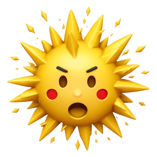 A 3D Apple-style emoji of a  explosion shape, expressing a loud sudden sound sticker