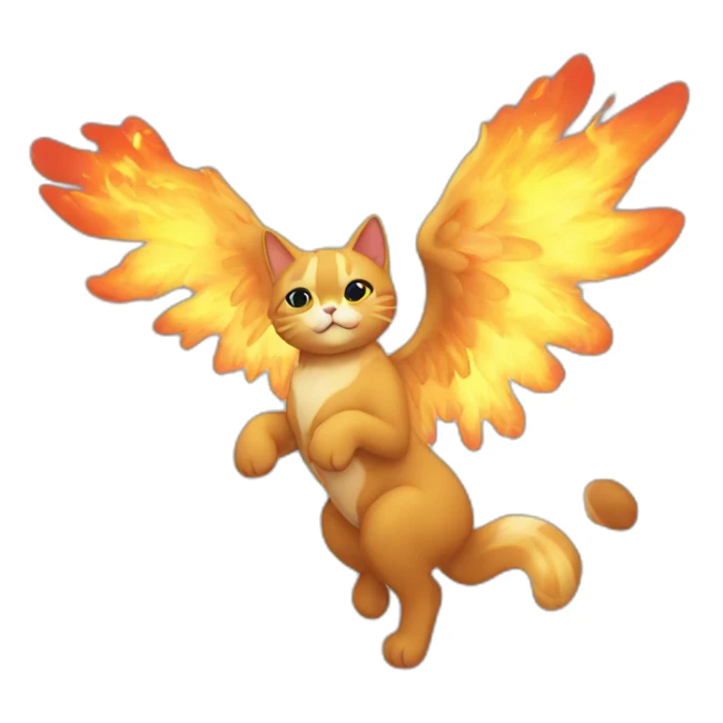 Gato con alas en un cielo de fuego sticker