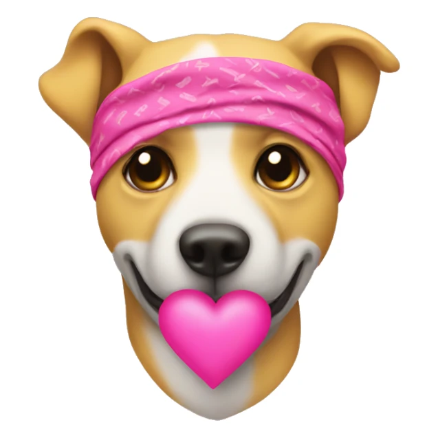 Yellow Circle Emoji with heart eyes and a pink bandanna sticker