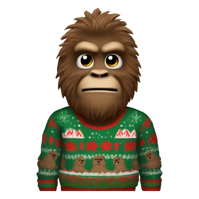Cool Bigfoot wearing an ugly christmas sweater sticker