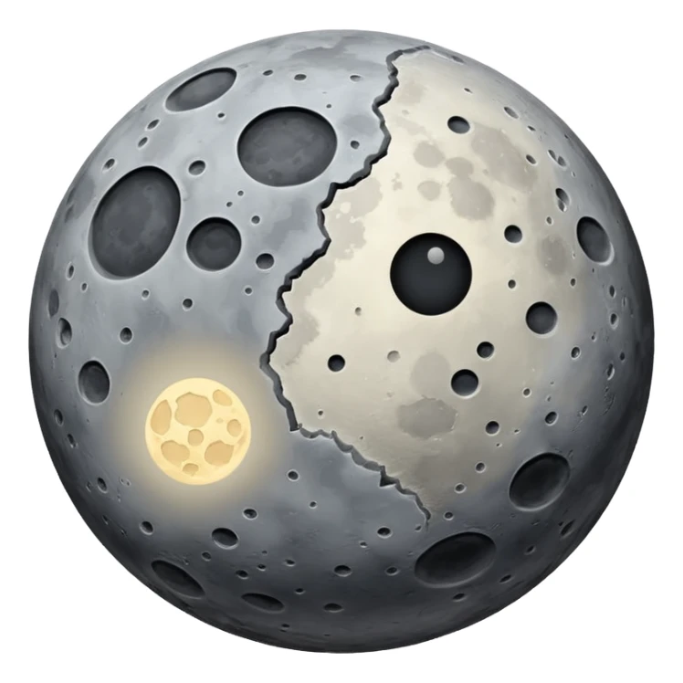 Mercury planet emoji, round, gray, heavily cratered with visible lighter plains, resembling the moon sticker