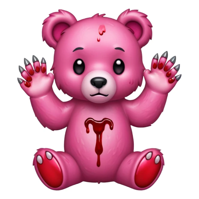 Pink gloomy bear blood with paw claw sticker