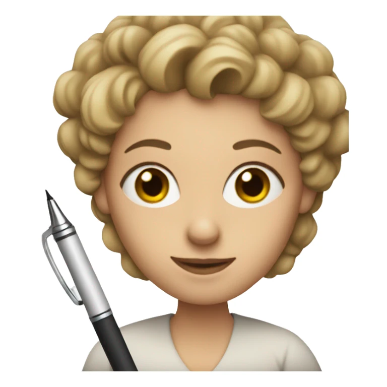 European woman with a pen and paper  sticker