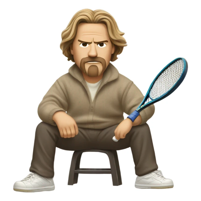Big Lebowski playing tennis in Pendleton sweater from the movie sticker
