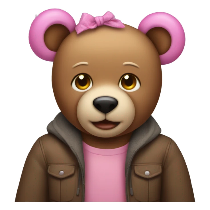 Teddy bear with pink boys on the ears  sticker