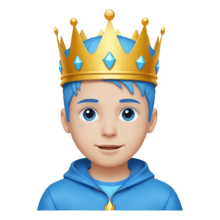 boy neon cyberpunk light blue happy crown white and blue sticker