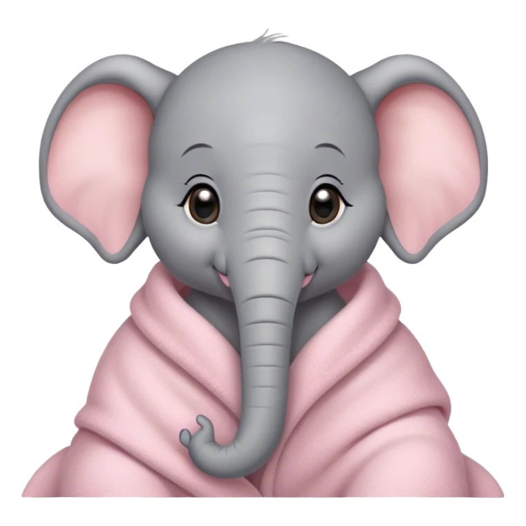 Cute, disneyfied baby elephant cozy in light pink blanket  sticker