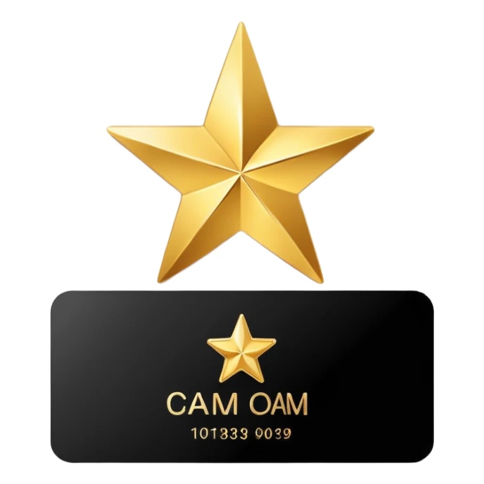 business card with a star symbol sticker