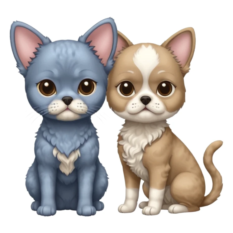 Blue mink curly Devon Rex cat and Taller beige shih tzu dog sticker