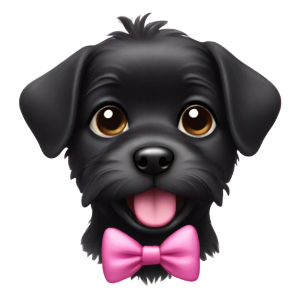 Little black dog with pink bow and with tongue out  sticker
