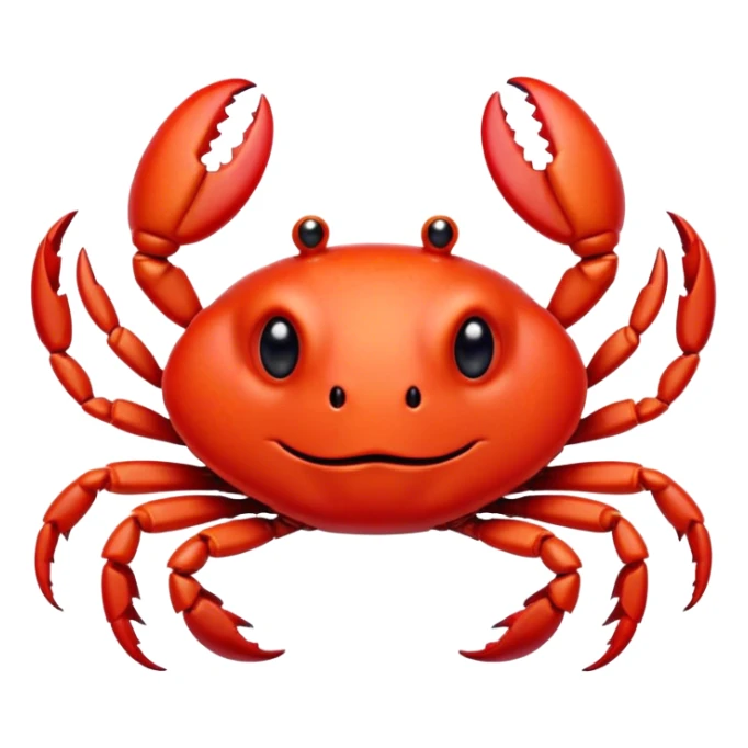 Cinematic Cute Red Crab Portrait Emoji, Head tilted playfully and inquisitively, featuring a compact, vibrant scarlet carapace with adorably small, expressive eyes and gentle, rounded pincers, Simplified yet irresistibly adorable features, highly detailed, glowing with a warm, friendly oceanic glow, high shine, affectionate and lively, stylized with a touch of seaside whimsy, soft glowing outline, capturing the essence of a mischievous yet loving red crab that seems as if it could pinch its way out of the screen into your arms! sticker