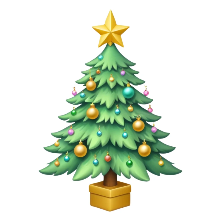a pastel green christmas tree a yellow star sticker