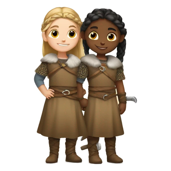 young viking girls helping each other sticker