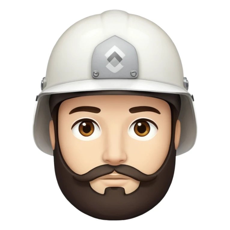 hombre, pelo oscuro, ojos achinados, con barba, casco blanco sticker