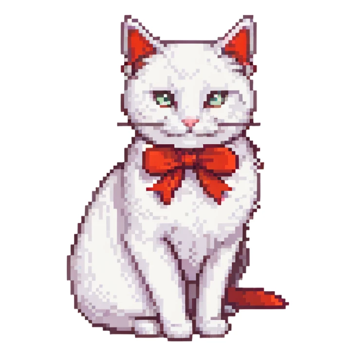 Hello Kitty, white cat with a red bow, simple and cute, minimal details sticker