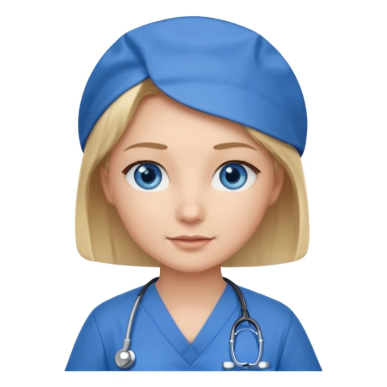Nurse blue eyes short blond blue scrubs sticker