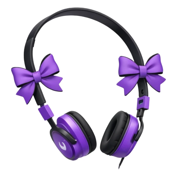 apple air max headphoness with bow on the right side black and purple  sticker