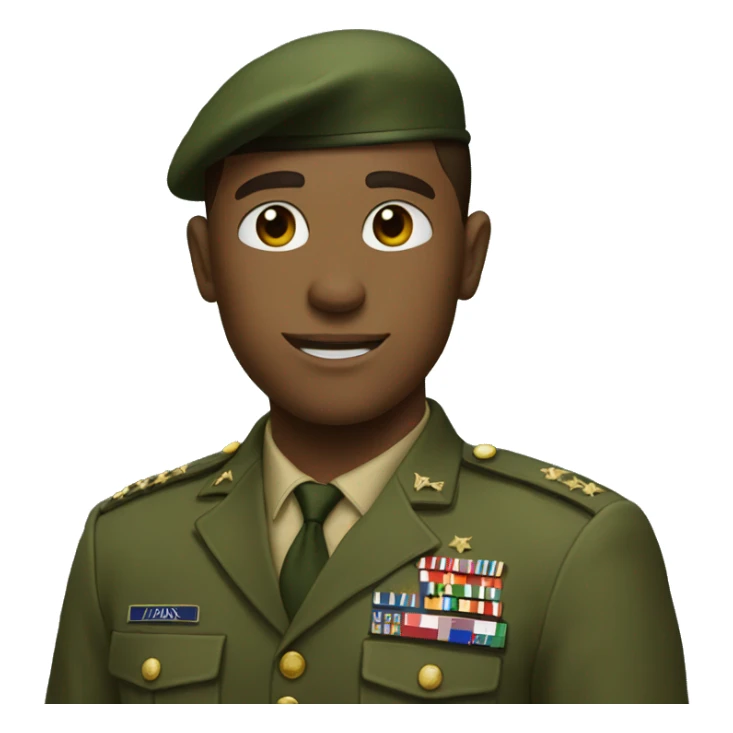 A guy in a military green uniform salutes sticker