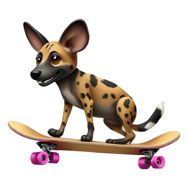African wild dog on a skateboard sticker