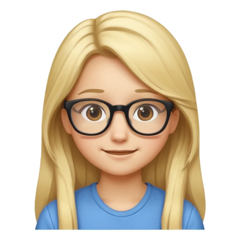 Nerdy girl with glasses, long blond hair sticker
