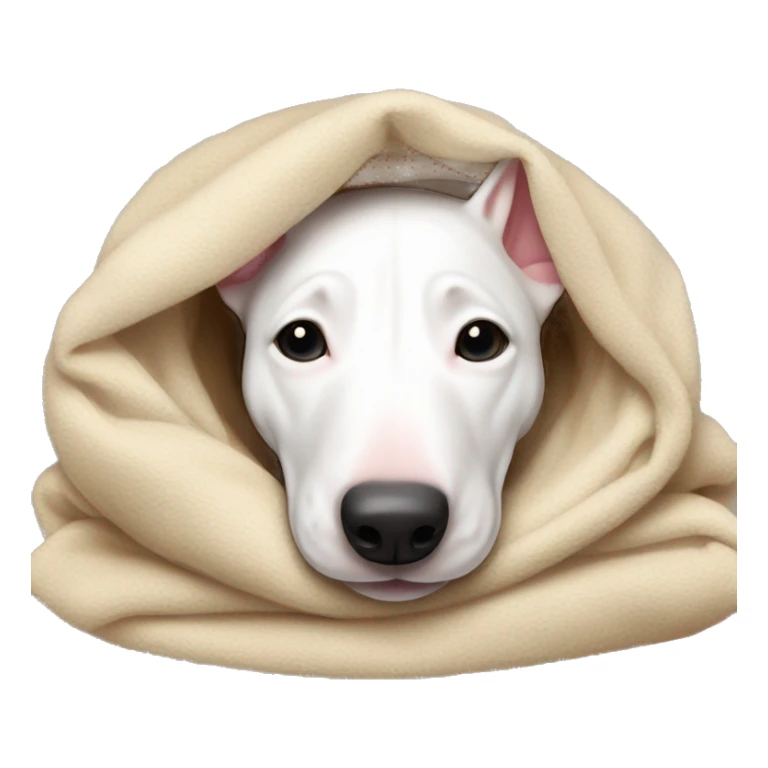 Bull terrier lying down cozy in blanket  sticker