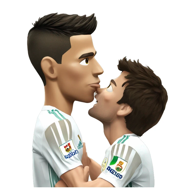 Cristiano Ronaldo kissing Messi sticker