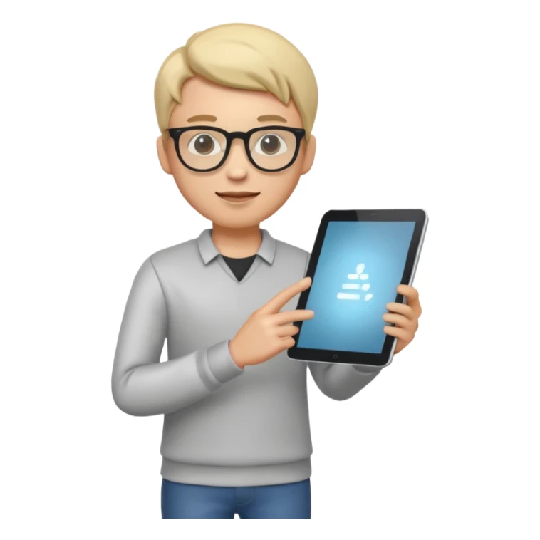 3D imoji of Young man who is graphics design full body stand sticker